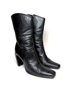 GUCCI Black Leather Calf Skin Heeled Ankle Boots | 37
